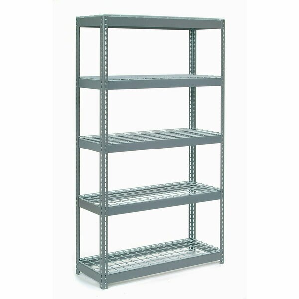 Global Industrial 5 Shelf, Extra HD Boltless Shelving, Starter, 48inW x 12inD x 96inH, Wire Deck B2297131
